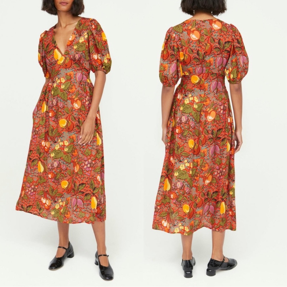 Rhode Gwyneth Printed Midi Dress Highland Orchard Bramble Berry Size 10 NWT